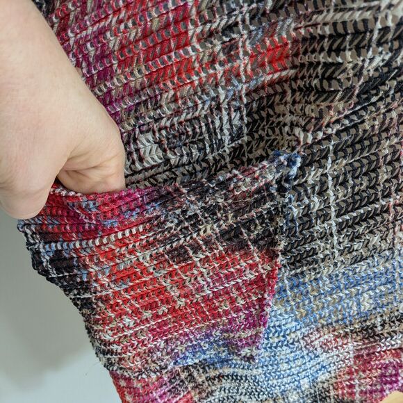 Multiples Button Tunic Top 1X Sheer Duster Artsy Colorful Long Layer Cardigan - Picture 4 of 12